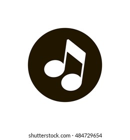 Musical note icon vector, clip art. Also useful as logo, circle app icon, web UI element, symbol, graphic image, sign, silhouette and illustration.
