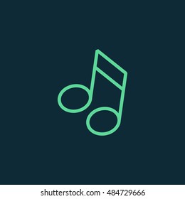 Musical note icon vector, clip art. Also useful as logo, web UI element, symbol, graphic image, sign, silhouette and illustration.