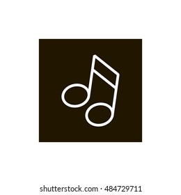 Musical note icon vector, clip art. Also useful as logo, square app icon, web UI element, symbol, graphic image, sign, silhouette and illustration.