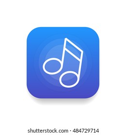 Musical note icon vector, clip art. Also useful as logo, square app icon, web UI element, symbol, graphic image, sign, silhouette and illustration.