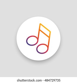 Musical note icon vector, clip art. Also useful as logo, circle app icon, web UI element, symbol, graphic image, sign, silhouette and illustration.