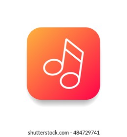 Musical note icon vector, clip art. Also useful as logo, square app icon, web UI element, symbol, graphic image, sign, silhouette and illustration.