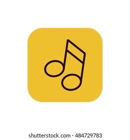 Musical note icon vector, clip art. Also useful as logo, square app icon, web UI element, symbol, graphic image, sign, silhouette and illustration.