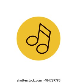Musical note icon vector, clip art. Also useful as logo, circle app icon, web UI element, symbol, graphic image, sign, silhouette and illustration.