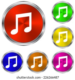 Musical note icon - vector glossy colourful buttons
