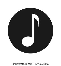 Musical note icon vector illustration design isolated on flat black round button