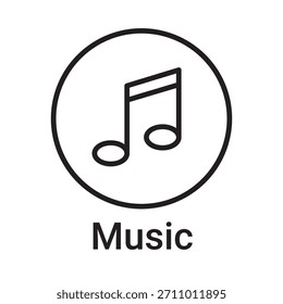 Icono de nota musical. Símbolo de línea de Vector para un Sitio web, tarjeta de producto, presentación y App móvil, embalaje o instrucción. Signo de esquema editable