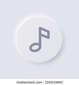 Icono de nota musical, Neumorfismo blanco diseño de interfaz de usuario suave para diseño web, IU de aplicación y más, Button, Vector.