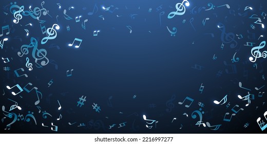 Symbole für Musikalische Notizen, Vektorhintergrund. Plakator für die Tonkomposition Tanzmusik-Muster. Doodle Noten Symbole Elemente mit flach. Albumdeckhintergrund.