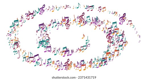 Musical note icons vector backdrop. Melody notation elements placer. Pop music concept. Modern note icons silhouettes with sharp. Banner graphic design.