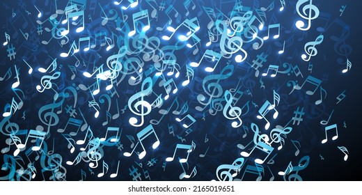 Musical note icons vector background. Melody recording signs placer. Radio music illustration. Isolated note icons signs with pause. Concert poster backdrop.