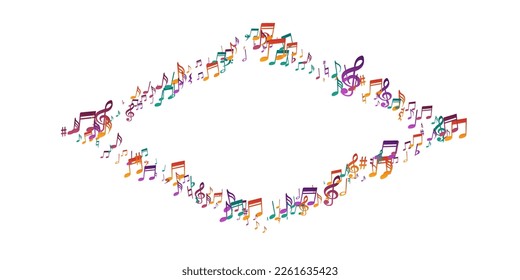 Symbole für Musikalische Notizen, Vektorhintergrund. Klingelton-Notenzeichen wirbeln. Digitale Musikgrafik. Elemente für kreative Noten mit Pause. Konzertposter-Hintergrund.