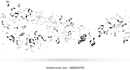 Musical note icons vector design. Sound composition signs burst. Party music concept. Abstract note icons silhouettes with flat. Banner background.