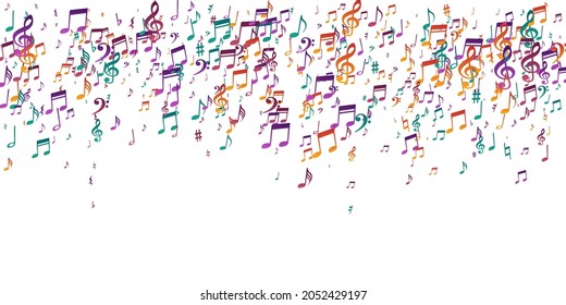 Musical note icons vector design. Melody recording elements placer. Party music pattern. Retro note icons silhouettes with flat. Banner background.