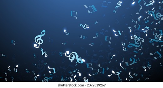 Musical note icons vector design. Audio recording signs explosion. Disco music concept. Modern note icons signs with bass clef. Party flyer background.