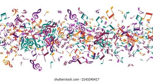 Musical note icons vector design. Melody recording signs explosion. Dance music concept. Vintage note icons silhouettes with sharp. Album cover backdrop.