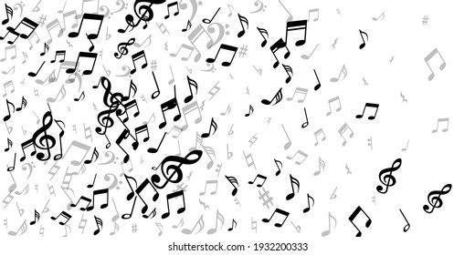 Musical note icons vector illustration. Melody recording signs burst. Nightclub music pattern. Creative note icons signs with bass clef. Party flyer background.