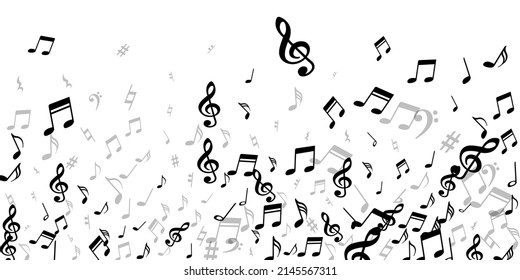 Musical Note Icons Vector Illustration. Audio Recording Signs Placer. Festival Music Wallpaper. Funky Note Icons Silhouettes With Sharp. Banner Graphic Design.