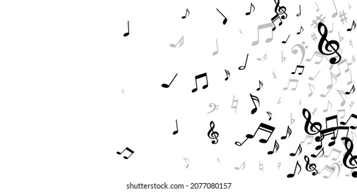 Musical note icons vector pattern. Symphony notation signs scatter. Party music wallpaper. Creative note icons silhouettes with pause. Concert poster backdrop.