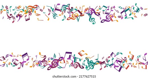Musical note icons vector pattern. Audio recording elements scatter. Radio music concept. Isolated note icons signs with sharp. Album cover backdrop.