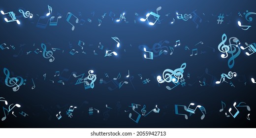 Musical note icons vector wallpaper. Sound composition signs placer. Party music wallpaper. Grunge note icons silhouettes with flat. Party flyer backdrop.