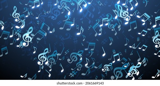Papel de pantalla de iconos de notas musicales. Instalador de señales de grabación de audio. Concepto de música pop. Iconos de notas retro con la barra de bajo. Fondo de la portada del álbum.