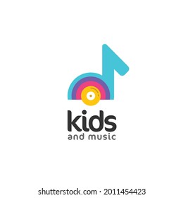 Musical note illustrations. Kids logo concept