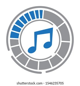musical note inside abstract circular frame, vector