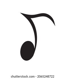 Musical note isolated icon on white background. Vector symbol illustration.