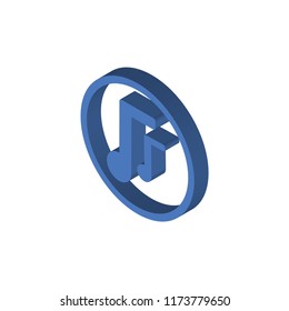 Musical note isometric left top view 3D icon