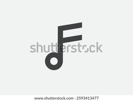 Musical note and letter f logo design vector template