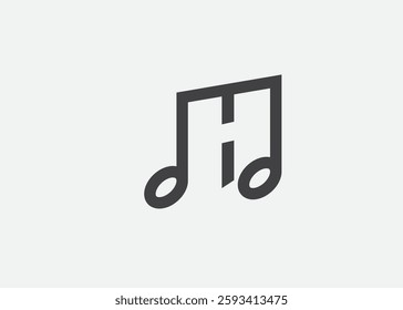 Musical note and letter H logo design vector template