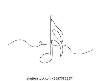 Musical note line art drawing vector illustration. Continuous line art drawing of music note. Editable stroke.