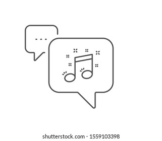 Musical note line icon. Chat bubble design. Music sign. Outline concept. Thin line musical note icon. Vector