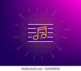 Musical note line icon. Halftone pattern. Music sign. Gradient background. Musical note line icon. Yellow halftone pattern. Vector