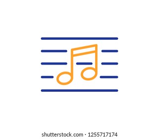 Musical note line icon. Music sign. Colorful outline concept. Blue and orange thin line color icon. Musical note Vector