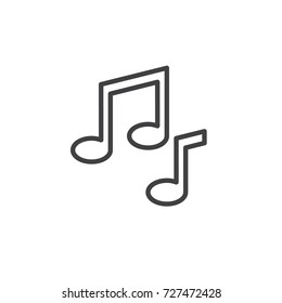 Musical note line icon, outline vector sign, linear style pictogram isolated on white. Symbol, logo illustration. Editable stroke