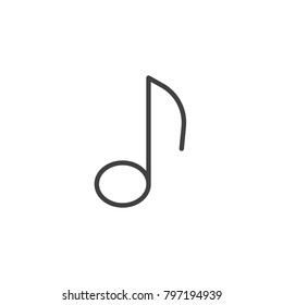 Musical note line icon, outline vector sign, linear style pictogram isolated on white. Quaver or eighth music note symbol, logo illustration. Editable stroke