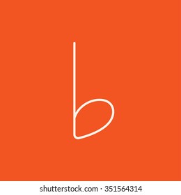 Musical note line icon for web, mobile and infographics. Vector white icon isolated on red background.