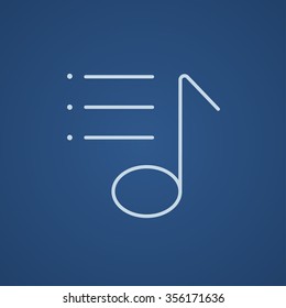 Musical note line icon for web, mobile and infographics. Vector light blue icon isolated on blue background.