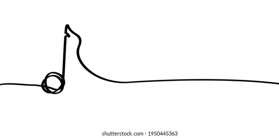 Musical note line patern. Flat vector notes wave sign.  Staff and music note symbol, icon or pictogram. Cartoon waves seamless 