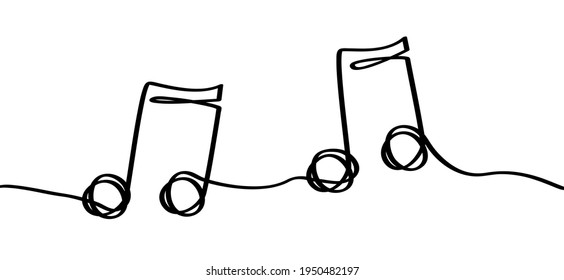 Musical note line patern. Flat vector notes wave sign.  Staff and music note symbol, icon or pictogram. Cartoon waves seamless 