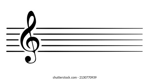 Musical Note Line Vector Illustration Drawn on White Background