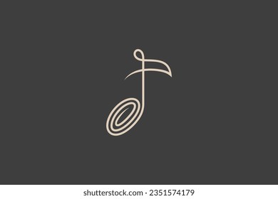 musical note logo with continuous line design style