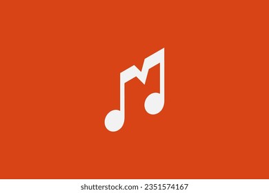 musical note logo design with letter M combination