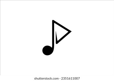 musical note logo design with play button shape combination