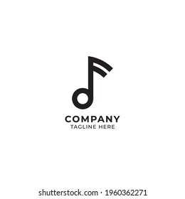 Musical note logo design template isolated on white color background. Black Key logo concept. Vector illustration