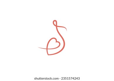 musical note logo with heart combination in continuous line design style