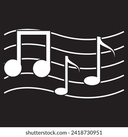 musical note logo icon. Vector illustration of musical notes on black background