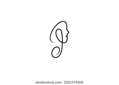 musical note logo with people face combination in continuous line design style